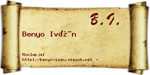 Benyo Iván névjegykártya